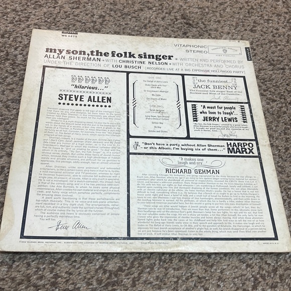 Allan Sherman’s Mother Presents MY SON THE FOLK SINGER  vintage vinyl LP record - Picture 3 of 7